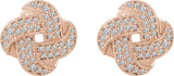 14K Gold Natural Diamond Knot Earrings - Rose Gold - view 2