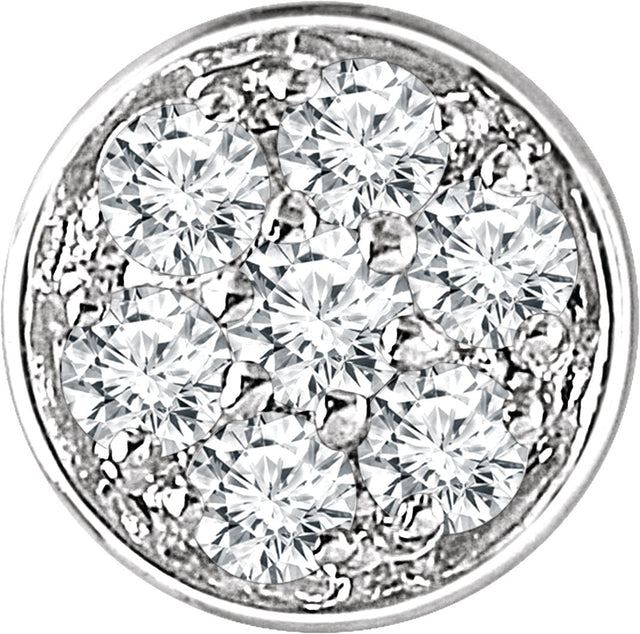 14K Gold Round Natural Diamond Pavé-Style Slide Pendant