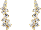 14K Gold Round Natural Diamond Accented Ear Climbers II - Yellow Gold - view 5