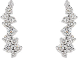 14K Gold Round Natural Diamond Accented Ear Climbers II - White Gold - view 4
