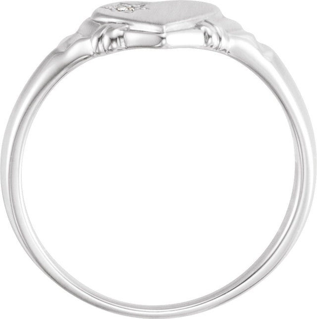 14K Gold Round Natural Diamond Accented Youth Heart Ring - White Gold - view 2
