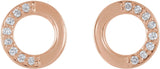 14K Gold Round Natural Diamond Accented Circle Earrings – 1.1mm Stones - Rose Gold - view 2