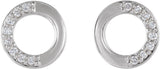 14K Gold Round Natural Diamond Accented Circle Earrings – 1.1mm Stones - White Gold - view 2