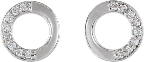 Platinum Round Natural Diamond Accented Circle Earrings – 1.1mm Stones - view 2