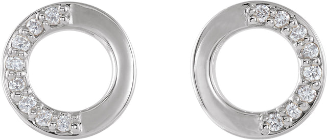 Platinum Round Natural Diamond Accented Circle Earrings – 1.1mm Stones - view 2