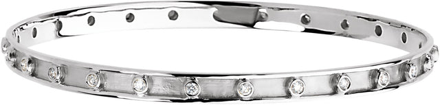 14K Gold Round Natural Diamond Stackable Bezel-Set Bangle Bracelet