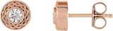 14K Gold Round Natural Diamond Bezel-Set Earrings - Rose Gold