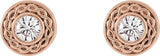 14K Gold Round Natural Diamond Bezel-Set Earrings - Rose Gold - view 2