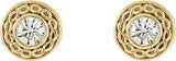 14K Gold Round Natural Diamond Bezel-Set Earrings - Yellow Gold - view 2