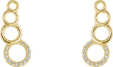 14K Gold Round Natural Diamond Accented Geometric Ear Climbers - Yellow Gold - view 2