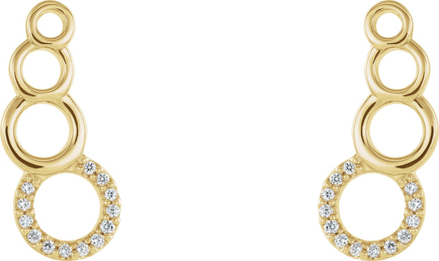 14K Gold Round Natural Diamond Accented Geometric Ear Climbers - Yellow Gold - view 2