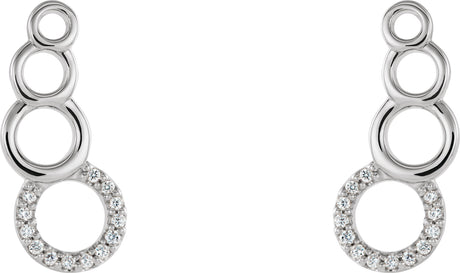 Platinum Round Natural Diamond Accented Geometric Ear Climbers - view 2