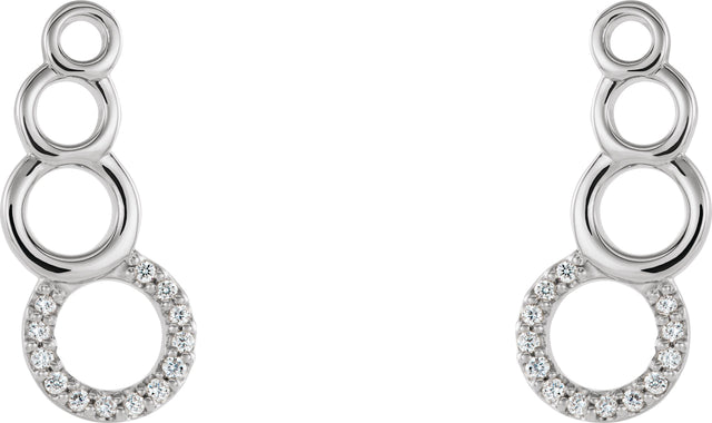 14K Gold Round Natural Diamond Accented Geometric Ear Climbers - White Gold - view 2