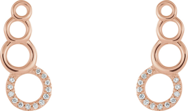 14K Gold Round Natural Diamond Accented Geometric Ear Climbers - Rose Gold - view 2