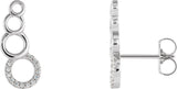14K Gold Round Natural Diamond Accented Geometric Ear Climbers - White Gold
