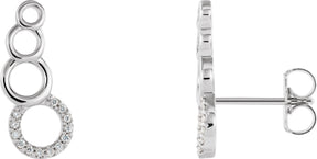 Platinum Round Natural Diamond Accented Geometric Ear Climbers