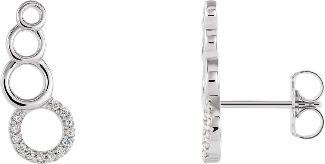 Platinum Round Natural Diamond Accented Geometric Ear Climbers