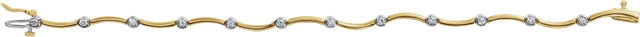 14K Gold Round Natural Diamond Accented Line Bracelet – 2.2mm Stones - view 3