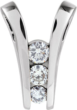 14K Gold Round Natural Diamond Three-Stone Slide Pendant - White Gold