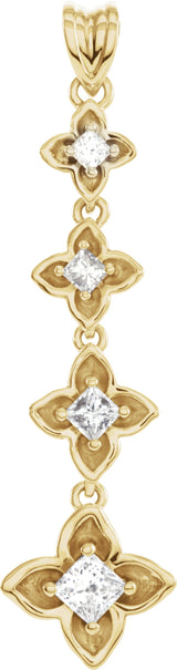 14K Gold Journey Floral Graduated Pendant - Yellow Gold