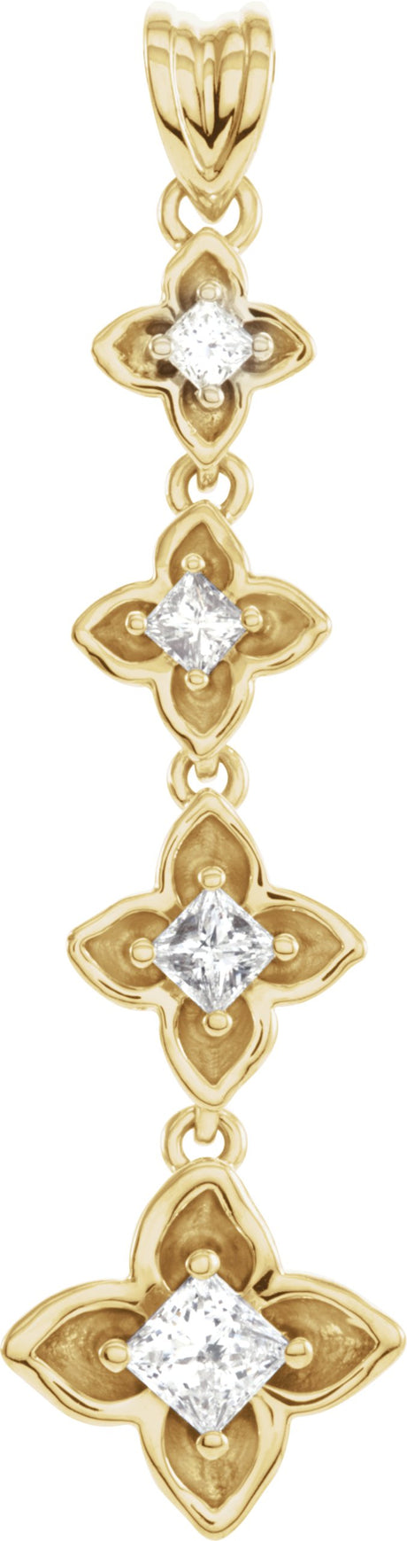 18K Gold Journey Floral Graduated Pendant - Yellow Gold