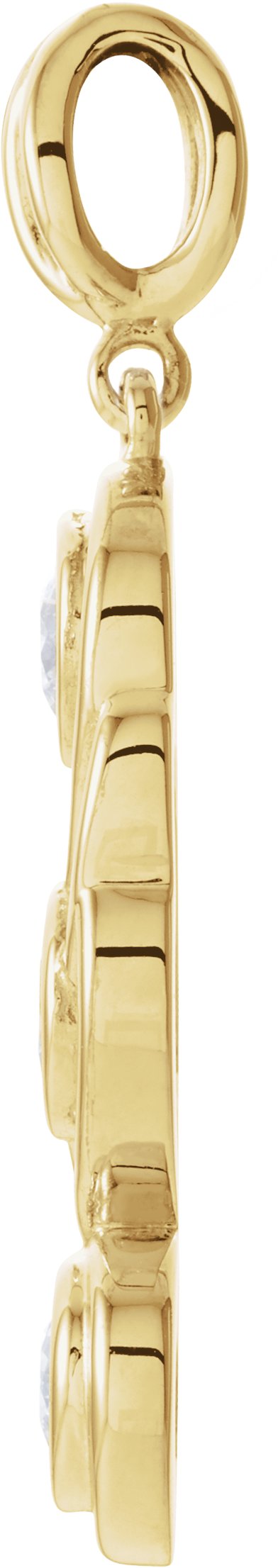 14K Gold Round Natural Diamond Three-Stone Bezel-Set Pendant – 3/8 CTW - Yellow Gold - view 2