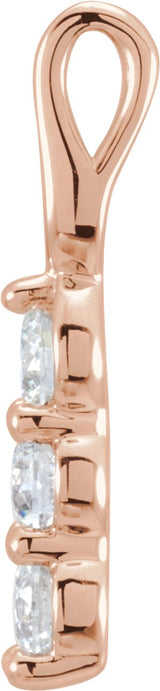 14K Gold Round Natural Diamond Three-Stone Pendant – up to 9/10 CTW - Rose Gold - view 2
