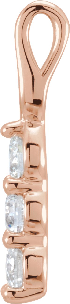 14K Gold Round Lab-Grown Diamond Three-Stone Pendant - Rose Gold - view 2