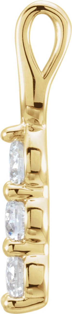 14K Gold Round Natural Diamond Three-Stone Pendant – up to 9/10 CTW - Yellow Gold - view 2