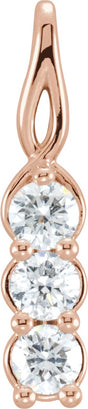 14K Gold Round Lab-Grown Diamond Three-Stone Pendant - Rose Gold