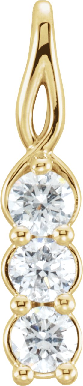 14K Gold Round Lab-Grown Diamond Three-Stone Pendant - Yellow Gold