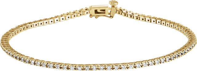14K Gold Round Lab-Grown Diamond Line Bracelet – 1.3mm Stones - Yellow Gold