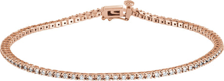14K Gold Round Lab-Grown Diamond Line Bracelet – 1.3mm Stones - Rose Gold