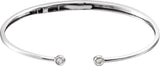 14K Gold Round Natural Diamond Accented Hinged Cuff Bracelet - White Gold