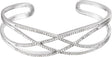 14K Gold Round Natural Diamond Criss-Cross Cuff Bracelet