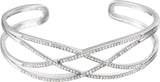 14K Gold Round Natural Diamond Criss-Cross Cuff Bracelet