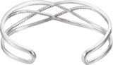 14K Gold Round Natural Diamond Criss-Cross Cuff Bracelet - view 2