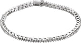 14K Gold Round Natural Diamond Line Bracelet – 2.2mm Stones - White Gold
