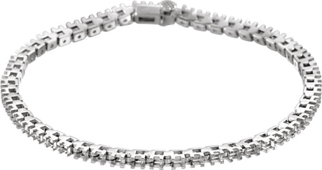 14K Gold Round Natural Diamond Line Bracelet – 2.2mm Stones - White Gold