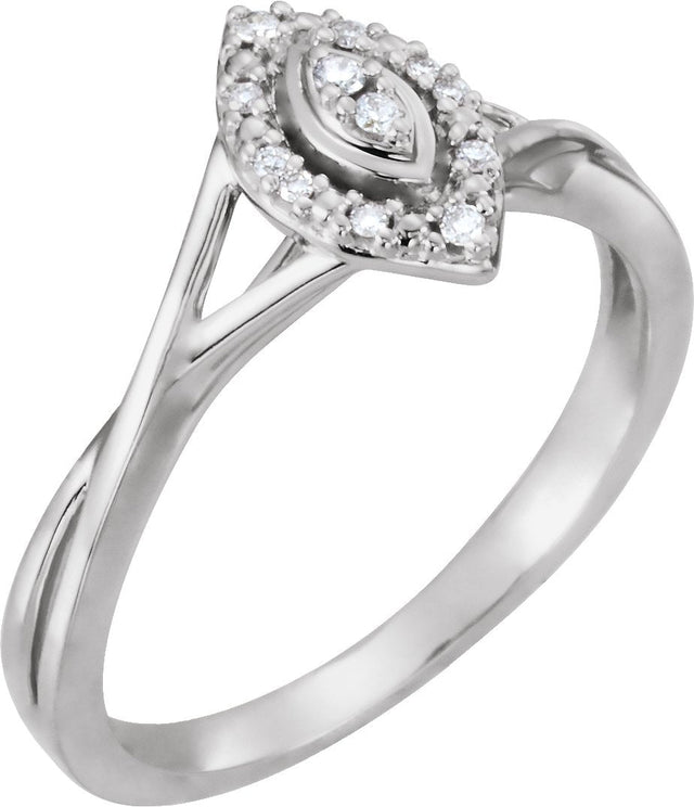 10K Gold Round Natural Diamond Halo-Style Criss-Cross Ring