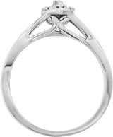 10K Gold Round Natural Diamond Halo-Style Criss-Cross Ring - view 2