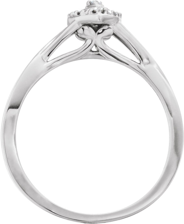 10K Gold Round Natural Diamond Halo-Style Criss-Cross Ring - view 2