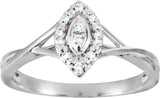 10K Gold Round Natural Diamond Halo-Style Criss-Cross Ring - view 3