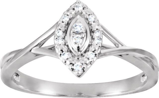 10K Gold Round Natural Diamond Halo-Style Criss-Cross Ring - view 3