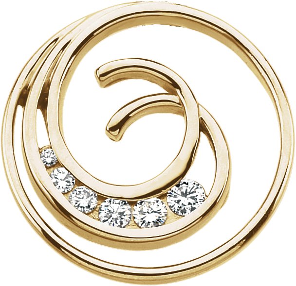 14K Gold Round Natural Diamond Journey Circle Pendant - Yellow Gold