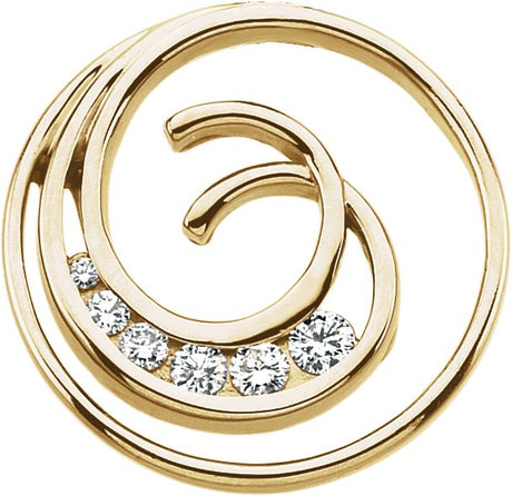 18K Gold Round Natural Diamond Journey Circle Pendant - Yellow Gold