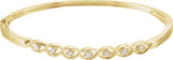14K Gold Round Natural Diamond Accented Hinged Bangle Bracelet – 2.2mm Stones