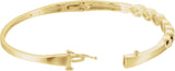 14K Gold Round Natural Diamond Accented Hinged Bangle Bracelet – 2.2mm Stones - view 2
