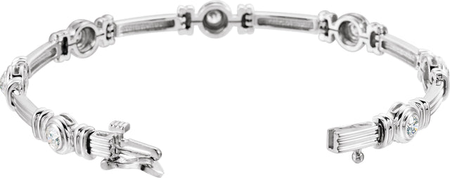 14K Gold Round Natural Diamond Bezel-Set Line Bracelet - view 2