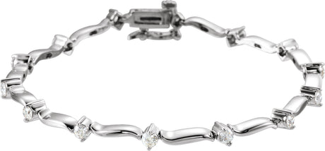 14K Gold Round Natural Diamond Line Bracelet – 2.7mm Stones